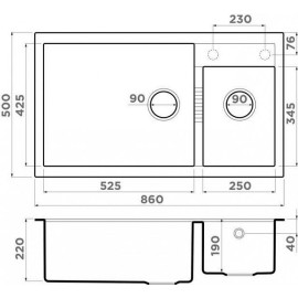 Кухонная мойка Omoikiri Tedori-86-2-LB-WH Tetogranit/белый (4993935)