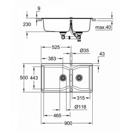 Кухонная мойка GROHE K700 черный гранит 31658AP0