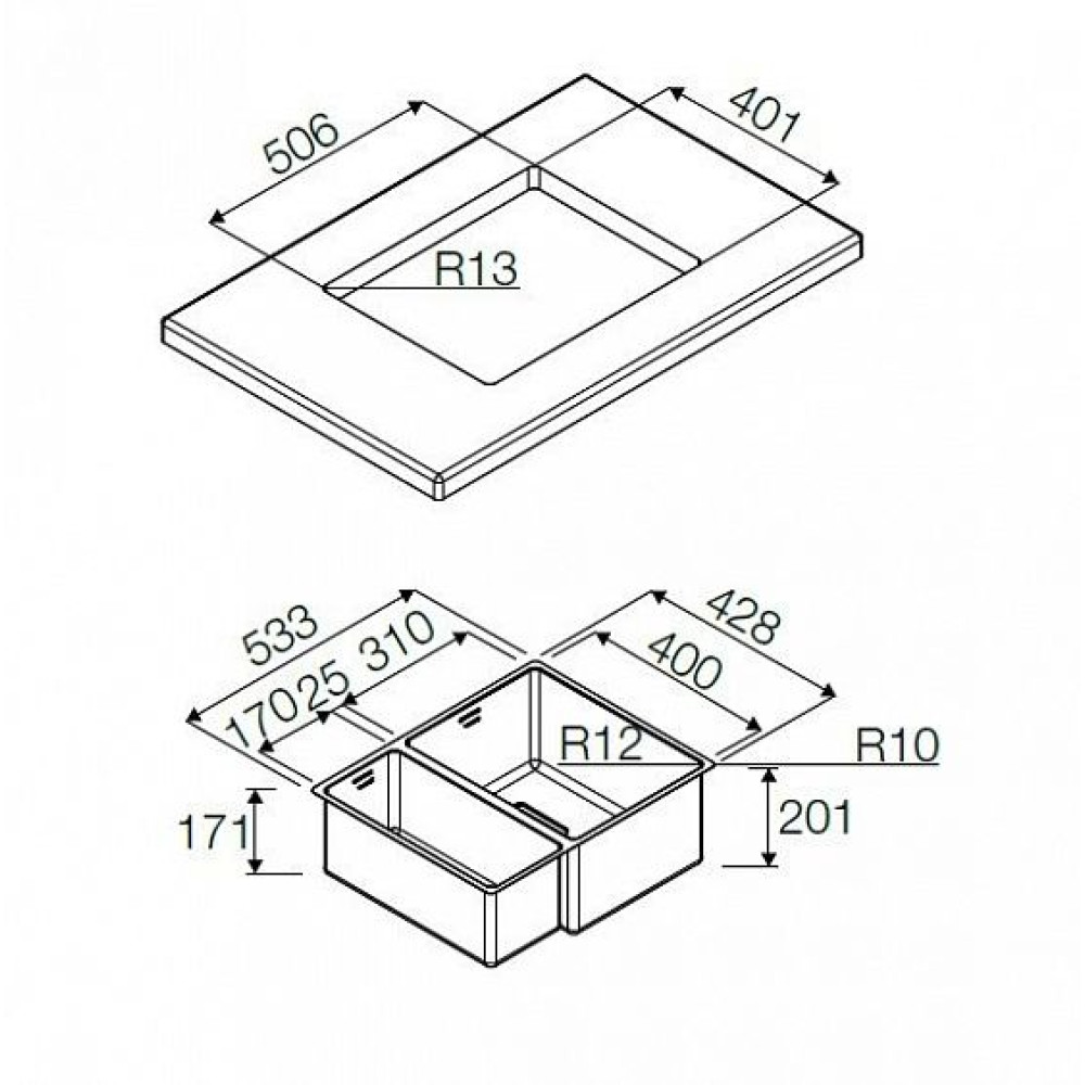 Кухонная мойка FULGOR P2B 5343 Q U