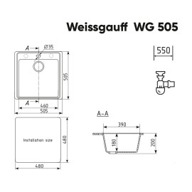 Кухонная мойка WEISSGAUFF WG 50508 Anthracite