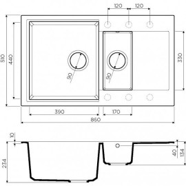 Кухонная мойка Omoikiri Daisen 86-2-BE (4993471) Artgranit/ваниль