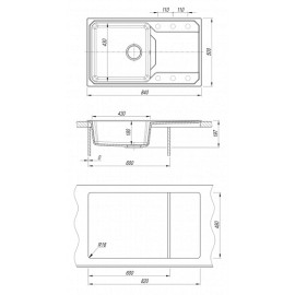 Кухонная мойка BAMBOO Кардинал 840 графит (29.030.D0840.411)