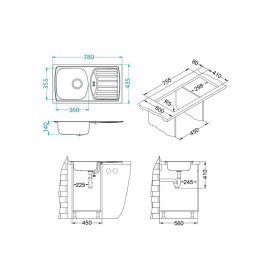Кухонная мойка ALVEUS BASIC 150 NAT-90 1136532 (в комплекте с сифоном 1130543)
