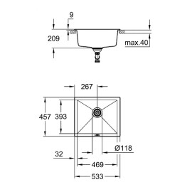 Кухонная мойка GROHE K700U 60-C черный гранит 31654AP0