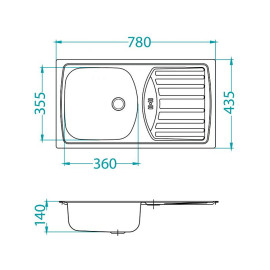 Кухонная мойка ALVEUS BASIC 150 NAT-90 1136532 (в комплекте с сифоном 1130543)