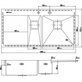 Кухонная мойка OMOIKIRI Akisame 100-2-GM-L (4993103)