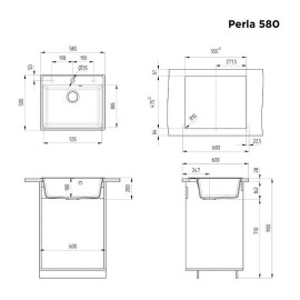 Кухонная мойка MAUNFELD Perla 580 MFQS-580B черный