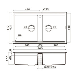 Кухонная мойка OMOIKIRI Kitagawa 86-2-WH (4993806)