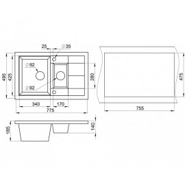 Кухонная мойка EMAR EMQ-2775.Q кварц