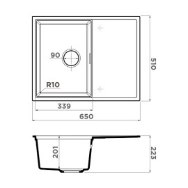 Кухонная мойка OMOIKIRI Yoru 64 Side-BL (4997318)