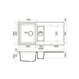 Кухонная мойка OMOIKIRI Sakaime 100-2-WH (4993895)