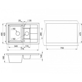 Кухонная мойка EMAR EMQ-2775.Q опал