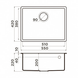 Кухонная мойка Omoikiri Tedori 54-U-BL Tetogranit (4993988) черный
