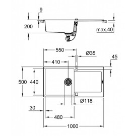 Кухонная мойка GROHE K500 серый гранит (31645AT0)