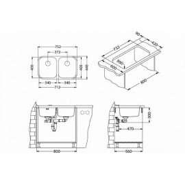 Кухонная мойка ALVEUS Duo 30 SAT-90 752X440 (в комплекте с сифоном)