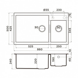 Кухонная мойка OMOIKIRI Tedori 86-2-LB-ES (4997242)