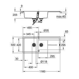 Кухонная мойка GROHE K400 серый гранит (31643AT0)