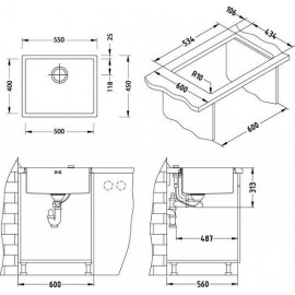 Кухонная мойка ALVEUS Quadrix 50 BRS-90 1102606 (в комплекте с сифоном)