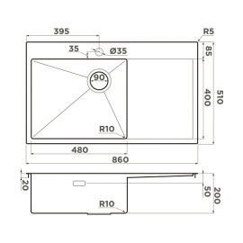Кухонная мойка OMOIKIRI Akisame 86-GB-L Side (4997043)