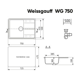 Кухонная мойка WEISSGAUFF WG 75001 White