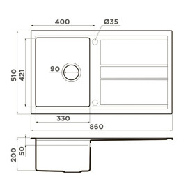 Кухонная мойка OMOIKIRI Kitagawa 86-WG (4993250)