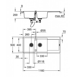 Кухонная мойка GROHE K500 серый гранит (31647AT0)