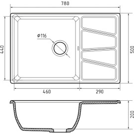 Кухонная мойка GRANFEST VERTEX GF-V-780L черный
