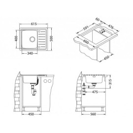 Кухонная мойка ALVEUS Galeo 10 SAT 90 FI 1128552 (в комплекте с сифоном)