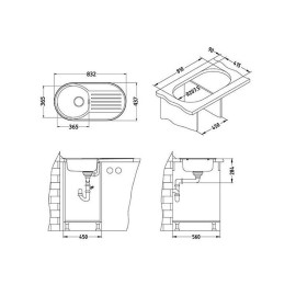 Кухонная мойка ALVEUS Form 40 LEI-90 832X437 (в комплекте с сифоном)