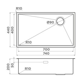 Кухонная мойка OMOIKIRI Taki 74-U/IF-GB Side (4993172)
