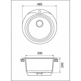 Мойка GRANFEST Rondo GF-R480 (d480) Черный 308 круглая 432577