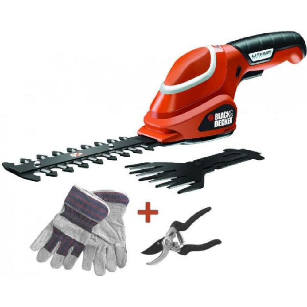 Аккумуляторные ножницы-кусторез BLACK&DECKER gsl700kit-ks+сек.+пер.