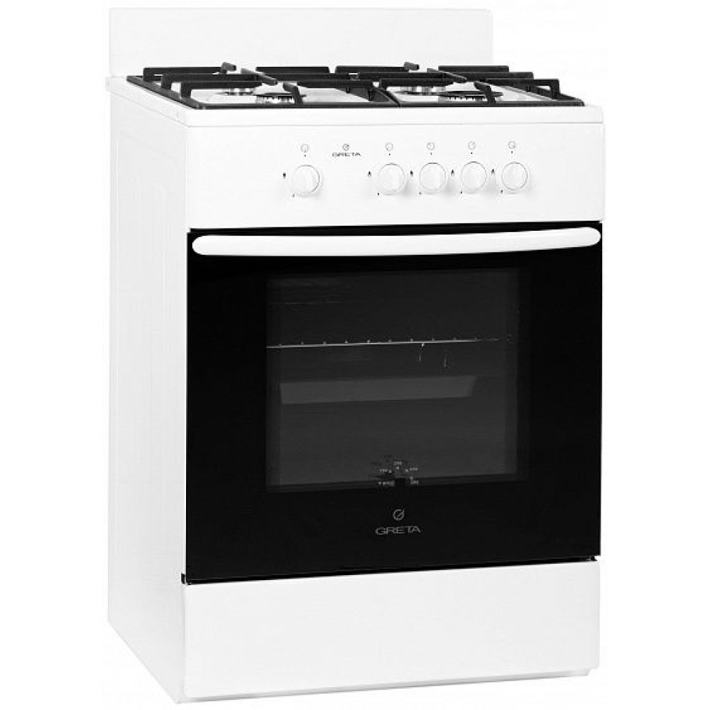 Газовая плита Greta 600 исп. 13 щиток белая c чугунной решеткой