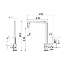 Смеситель FALMEC EASY SQUARE CHROME (MEAS.00#CHF)