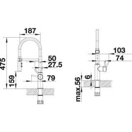 Смеситель BLANCO 525792 CATRIS-S Flexo нержавеющая сталь UltraResist