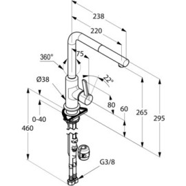 Смеситель для мойки KLUDI L-ine S 408510575 хром