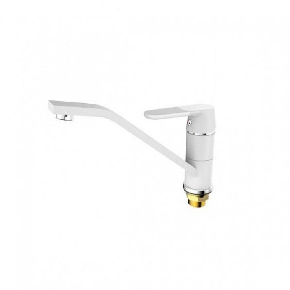 Смеситель РМС SL123W-004F-25 с длинным поворотным изливом белый/хром