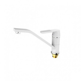 Смеситель РМС SL123W-004F-25 с длинным поворотным изливом белый/хром