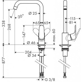 Смеситель HANSGROHE Focus E 2 31820800 сталь