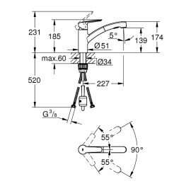 Смеситель GROHE Start 303072431 черный матовый