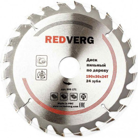 Диск пильный по дереву RedVerg твердосплавный 190х30/20 мм, 24 зуба(800171)