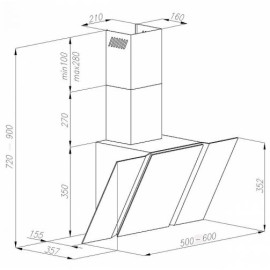Вытяжка MAUNFELD TRENT GLASS 50 серый/чёрное стекло