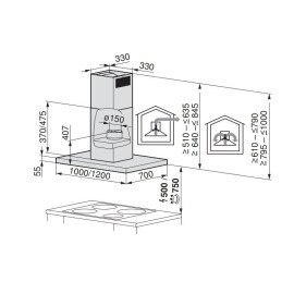 Вытяжка V-ZUG AiroClearIsland V6000 AI6T12LQTLG