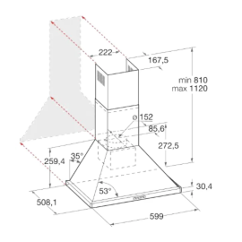 Каминная вытяжка Hotpoint-Ariston HHPN 6.5F LM AN