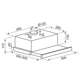 Вытяжка UKINOX стандарт HD1230 500x310 нержавеющая сталь