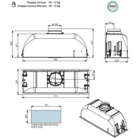 Вытяжка FALMEC Gruppo Incasso Murano 70 CGIW70.E10P6#ZZZF491F