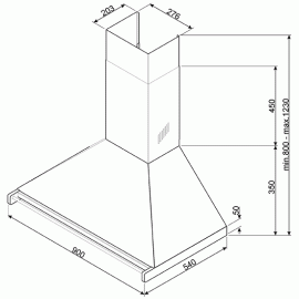Каминная вытяжка SMEG KD90HNE