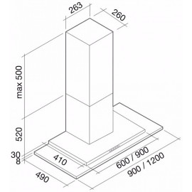 Вытяжка FALMEC kristal top parete 120 ix/glass (800)