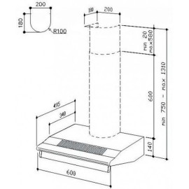 Вытяжка BEST PAVIA INOX, SP2196 2M 600IX (07D00033B)