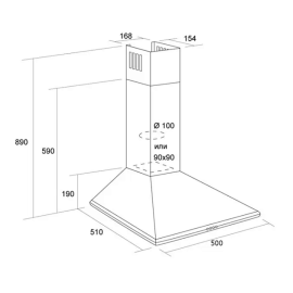 Каминная вытяжка Pyramida Basic Casa K 50 white
